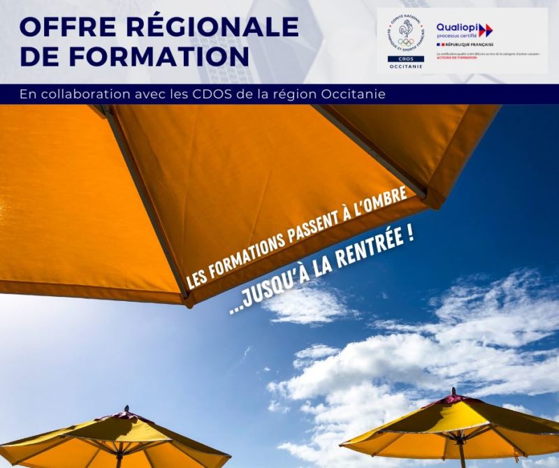 OFFRE RÉGIONALE DE FORMATION – Septembre et Octobre 2022 – CROS OCCITANIE
